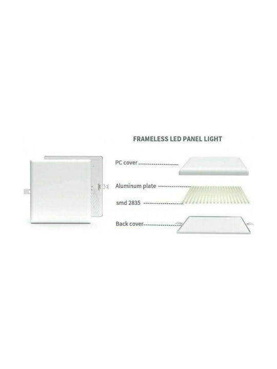 Atman Square Plastic Recessed Spot with Integrated LED and Cool White Light 18W White 12x12cm.