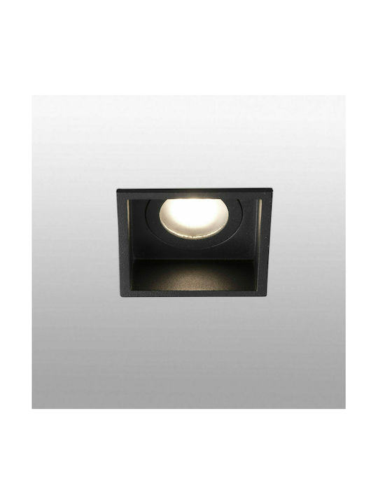 Faro Barcelona Square Metallic Recessed Spot with Socket GU10 Black 8.9x8.9cm. 1pcs