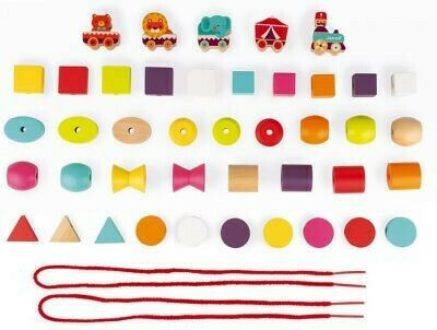 Janod Lacing Toy Stringable Circus Beads made of Wood for 24++ Months