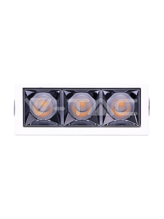 V-TAC Rectangle Metallic Recessed Spot with Integrated LED and Cool White Light Black 13x5.4cm. 1pcs