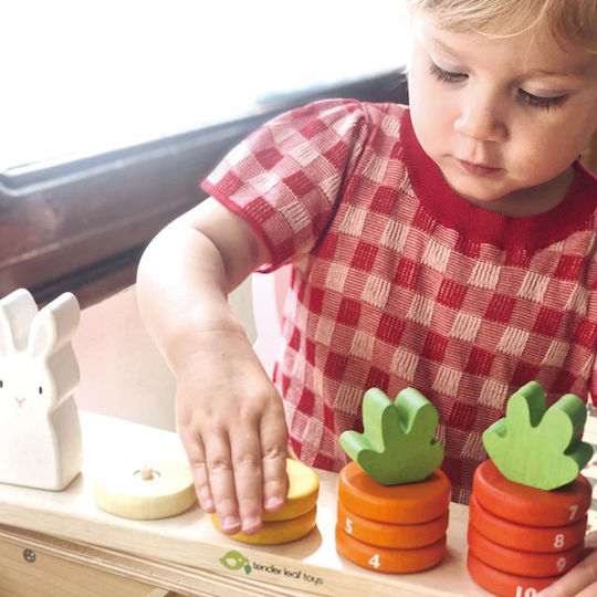 Tender Leaf Toys Stacking Toy Preschool Counting Carrots made of Wood for 18++ Months
