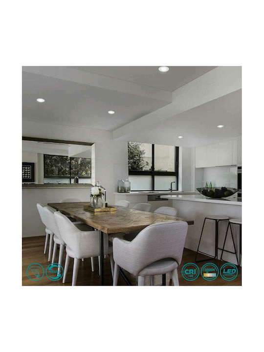 Trio Lighting Rila Round Metallic Recessed Spot with Integrated LED and Warm White Light White 1pcs