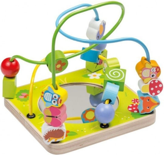 Joueco Labirint Bead Track With Mirror din Lemn pentru 12++ Luni
