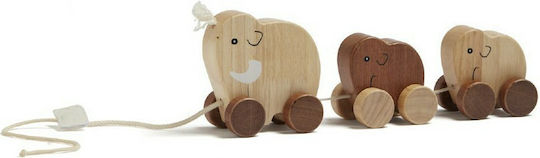 Kids Concept Pull-Along Toy Sliding Family Mammoth made of Wood for 12++ Months