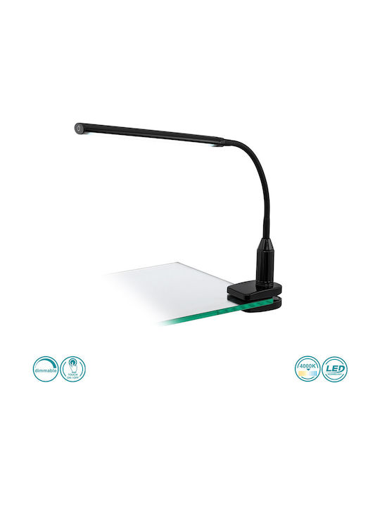 Eglo Laroa LED Φωτιστικό Γραφείου με Εύκαμπτο Βραχίονα και Κλιπ σε Μαύρο Χρώμα