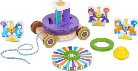 Melissa & Doug Pull-Along Toy First Spinning Carousel Pull Toy with Removable Play Pieces made of Wood for 18++ Months