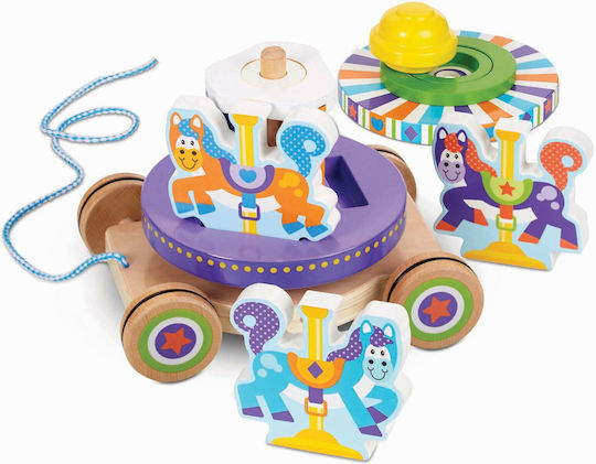 Melissa & Doug Pull-Along Toy First Spinning Carousel Pull Toy with Removable Play Pieces made of Wood for 18++ Months