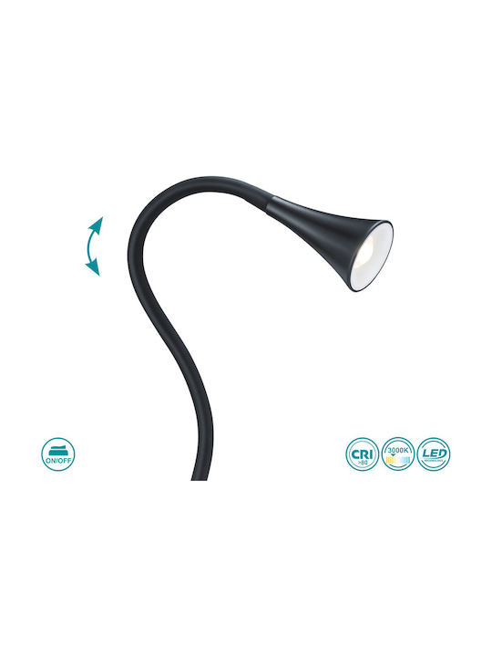 Trio Lighting Viper LED Bürobeleuchtung mit flexiblem Arm und Clip in Schwarz Farbe