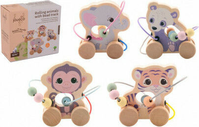 Joueco Pull-Along Toy Rolling Animals with Maze made of Wood for 12++ Months (Various Designs/Assortments of Designs) 1pc