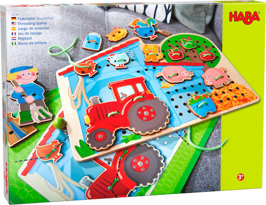 Haba Lacing Toy Image Composition Game With Cord - The Farm made of Wood for 36++ Months