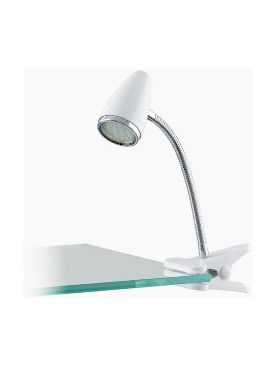 Eglo Riccio Office Lamp with Flexible Arm for Socket GU10 and Clip in White Color