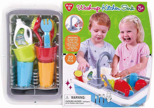 Playgo Sink With Faucet & Kitchenware for 3+ Years 20pcs