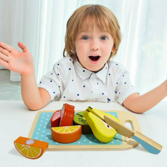 Tooky Toys Φρούτα & Δίσκος Κοπής από Ξύλο για 1+ Ετών 10τμχ