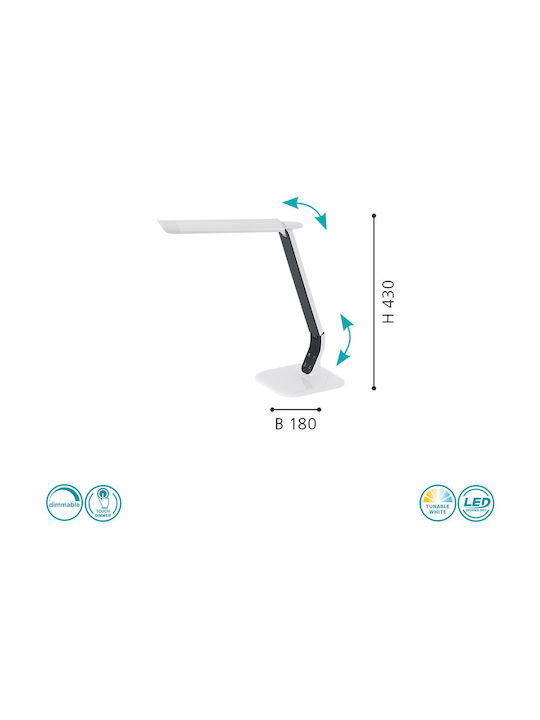 Eglo Sellano LED Φωτιστικό Γραφείου Αναδιπλούμενο σε Λευκό Χρώμα