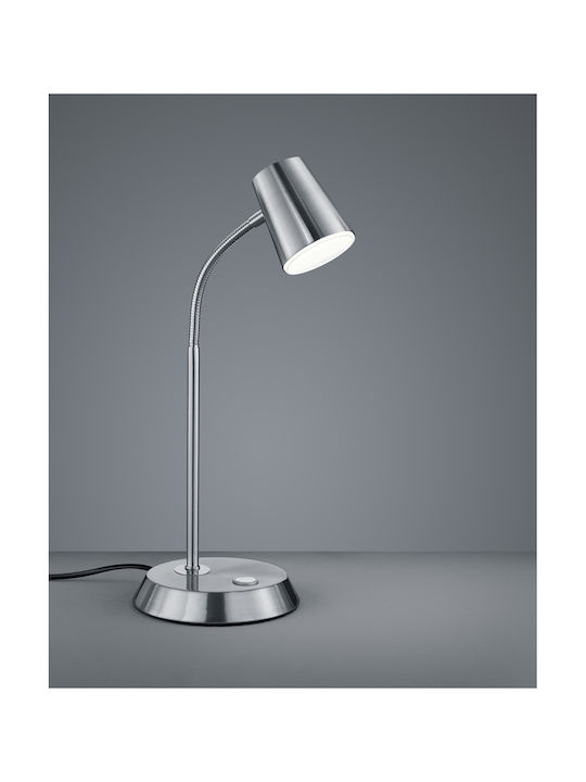 Trio Lighting Narcos LED Schreibtischlampe mit flexiblem Arm in Silber Farbe