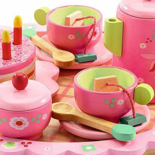 Djeco Pink Birthday Party Tray Wooden For 4+ Years