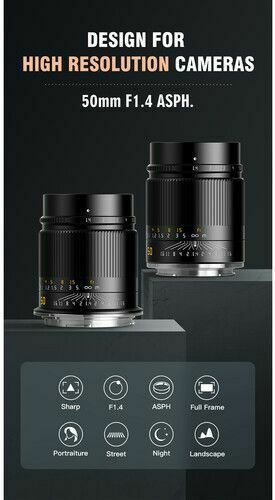 TTArtisan Cadru complet Obiectiv Foto 50mm F/1.4 Fix pentru Montura Leica L Black