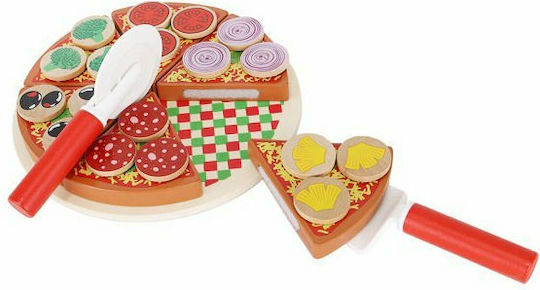 Kruzzel Дървен Комплект Пица с Дървен Поднос за 3+ Години 6 Части