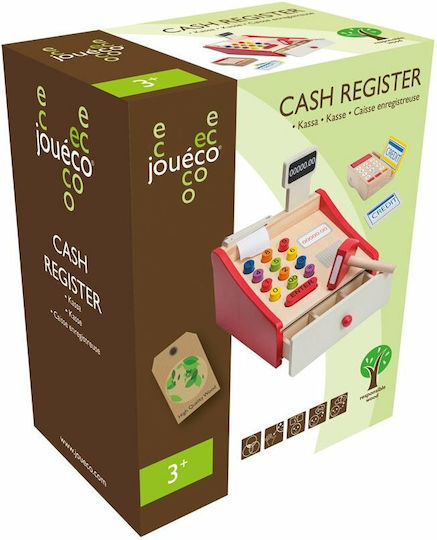 Joueco Wooden Toy Cash Register from Wood for 3+ Years 33pcs