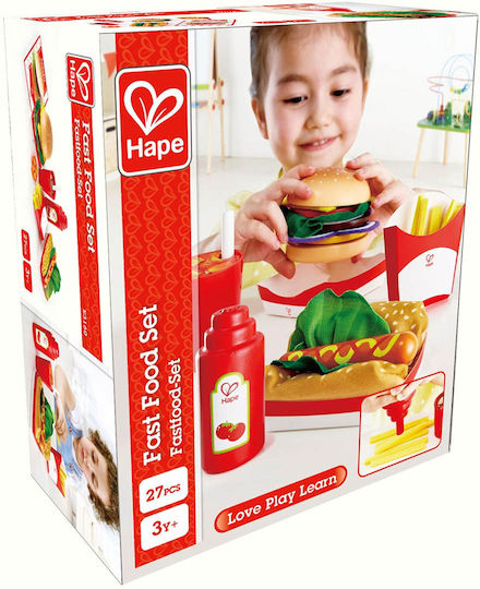 Hape Παιχνίδια Fast Food από Ξύλο για 3+ Ετών 10 εκ. 8τμχ