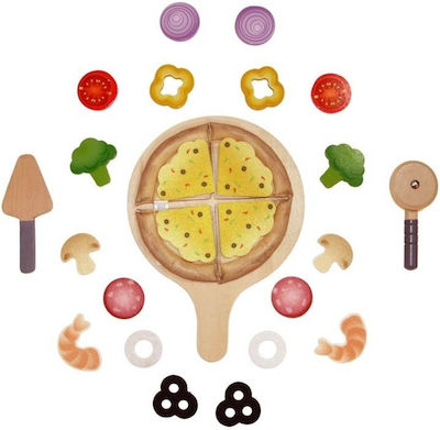 Hape Cooking Toy / Kitchen Utensils Η Τέλεια Πίτσα made of Wood for 3+ Years Old 29pcs