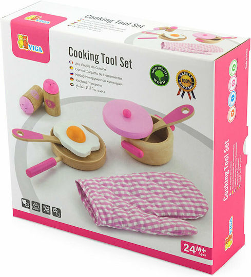 Viga Toys Cooking Tool Set - Pink από Ξύλο για 3+ Ετών 9τμχ