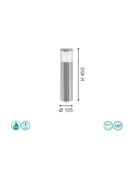 Eglo Basalgo Outdoor Floor Lamp Small Post 3.7W with Warm White Light IP44 Silver