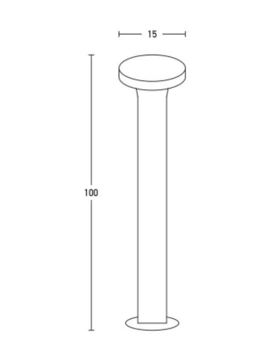 Zambelis Lights Outdoor Floor Lamp Small Post LED 12W with Warm White Light IP65 Gray