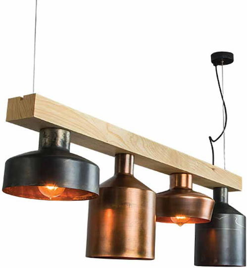 Zambelis Lights Hängelampe Kupfer Schiene für 4 Lampen E27 115x115cm.