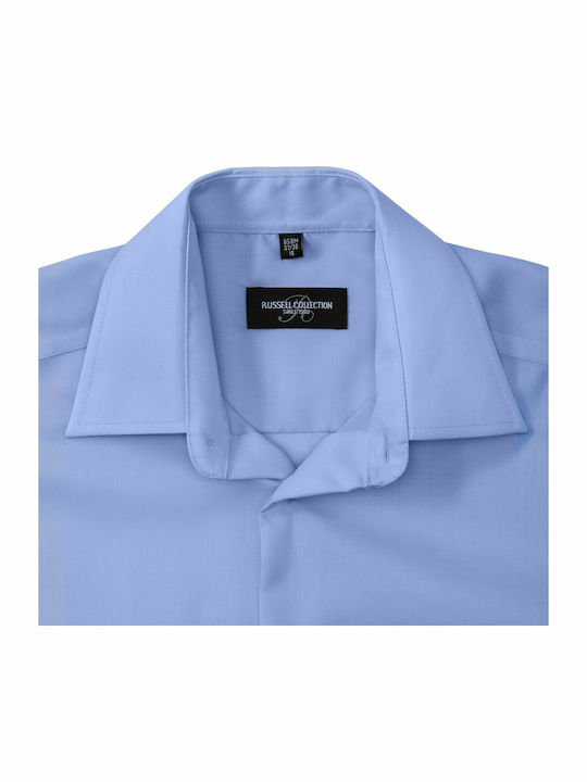 Long Sleeve Cotton Shirt In Narrow Fit Slim Light Blue Light Blue