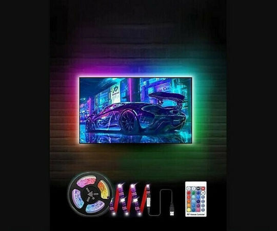 Andowl Αδιάβροχη Ταινία LED USB 5V RGB Φως 5m Τύπου SMD5050 με Τροφοδοτικό & Τηλεχειριστήριο