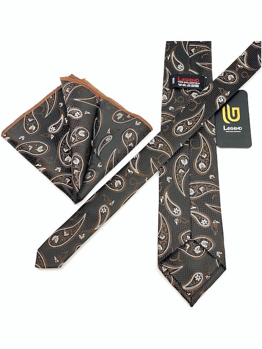 Legend Accessories Synthetic Men's Tie Set Printed Brown