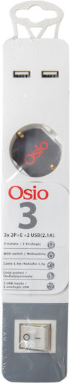 Osio Power Strip 5 Positions with Switch and Cable 1.5m