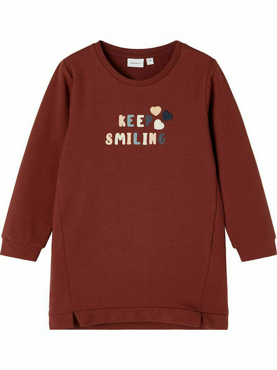 Kinder-Shirtkleid Langarm Braun