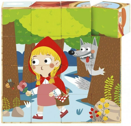 Wooden Kids Puzzle Little Red Riding Hood for 2+ years+ Years 16pcs Tooky Toys