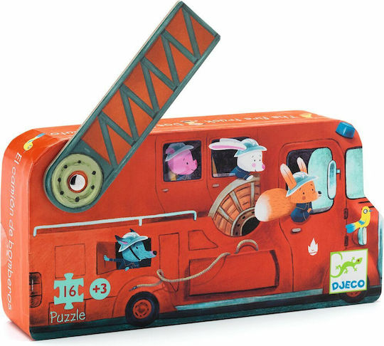 Kids Puzzle Mini Fire Truck for 3+ years+ Years 16pcs Djeco