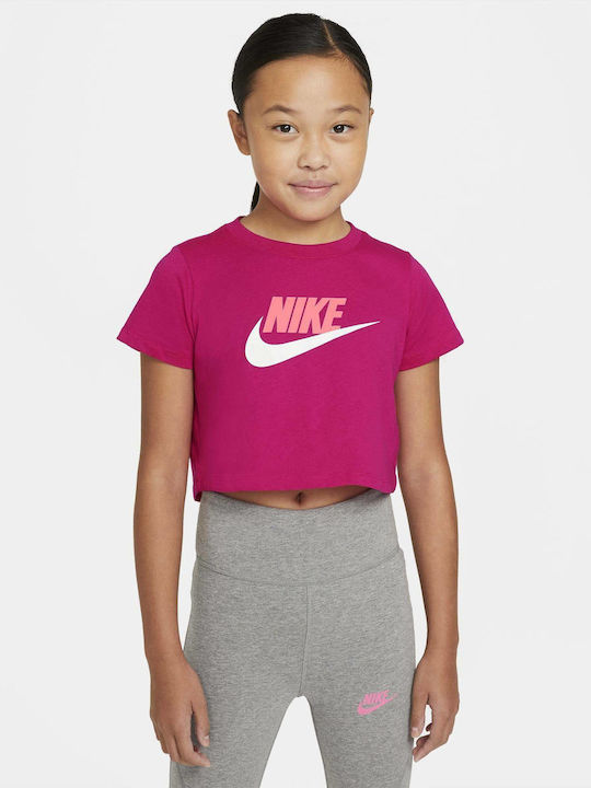 Kinder-Crop-Top Kurzarm Rosa Futura