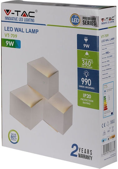 V-TAC Modern Leuchte Wand mit Integrierter LED und Neutralweißes Licht 44x33.5x7.5cm