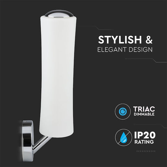 V-TAC VT-7025 Modern Leuchte Wand mit Integrierter LED und Warmweißes Licht 12.5x42cm