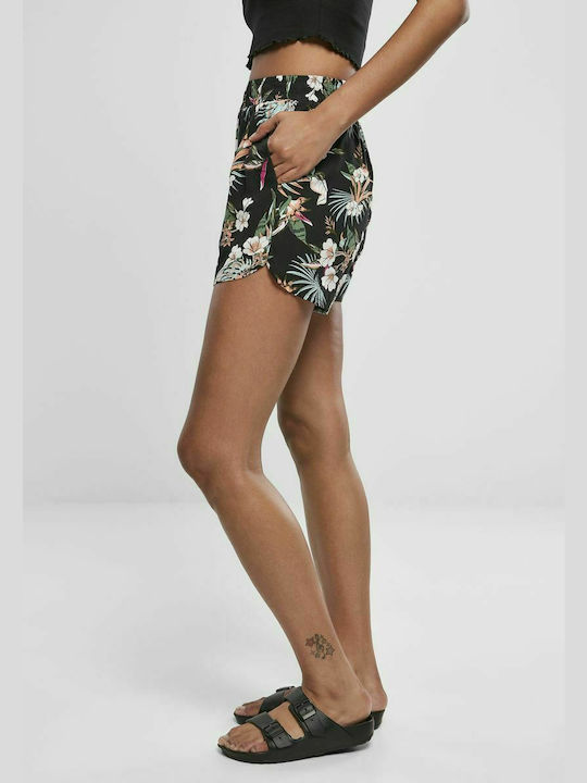 TB3435 Pantaloni Scurți Pentru Femei Negri Tropicali
