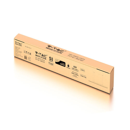V-TAC LED Kommerzielle lineare Beleuchtung Leuchte Decke 60W Naturweiß IP20 mit einstellbarer Helligkeit B120xT6.4xH3.5cm