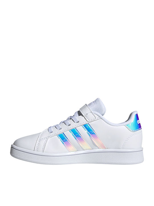 Grand Court C Kids Sneakers with Hook & Loop Closure Cloud White / Dash Grey