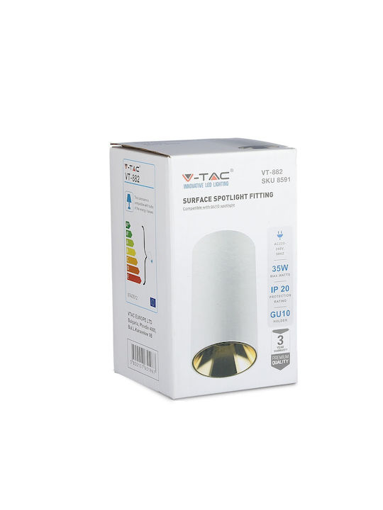 V-TAC Single Spot with Socket GU10 in Gold Color