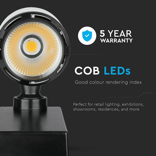 V-TAC Single LED Cool White Spot in Black Color