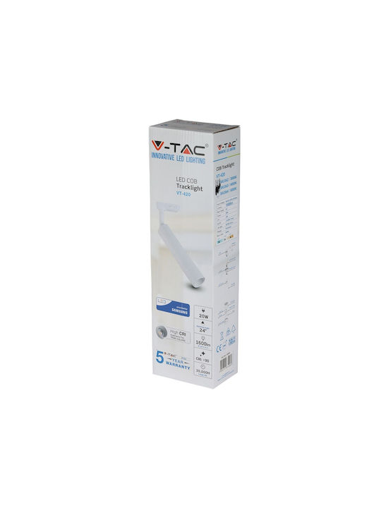 V-TAC VT-420 Μονό LED Ψυχρό Λευκό Σποτ σε Λευκό Χρώμα
