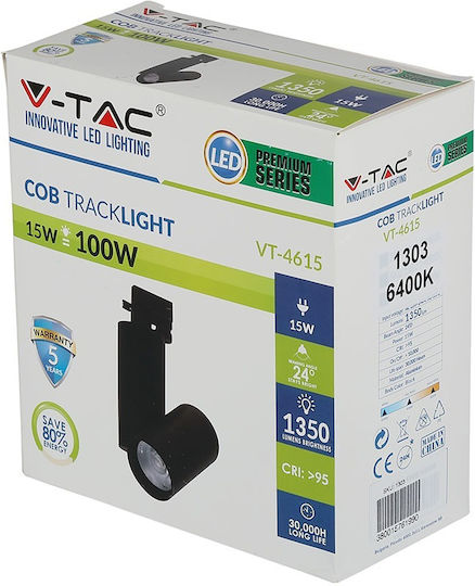 V-TAC Single LED Cool White Spot in Black Color