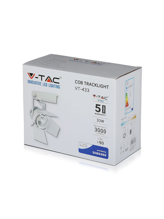V-TAC VT-433 Μονό LED Ψυχρό Λευκό Σποτ σε Λευκό Χρώμα