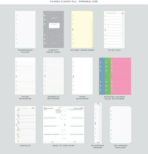 Filofax Εβδομαδιαίο Organizer Confetti Personal Ροζ Δερμάτινο 15.1x19εκ.