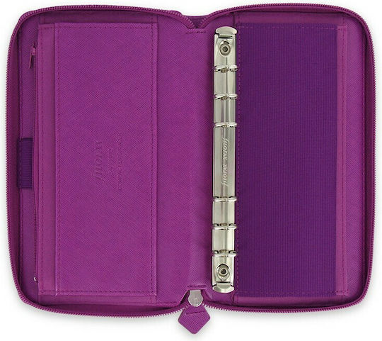 Filofax Saffiano Personal Compact Zip Weekly Organizer Purple Leather 20.8x20.8cm