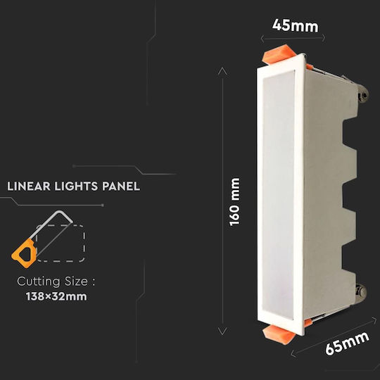 V-TAC Parallelogramm Vertieft LED Panel 10W mit Warmes Weiß Licht 3000K